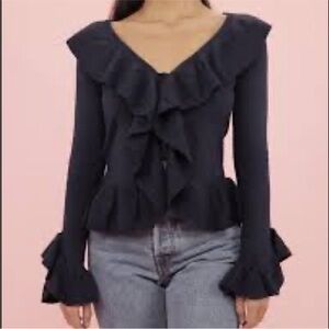 NWT Cry Baby Selena Button Down Sweater in Blue Size XS